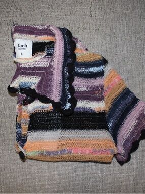 Tach Multicolor Striped Knit Sweater - Purple Accent